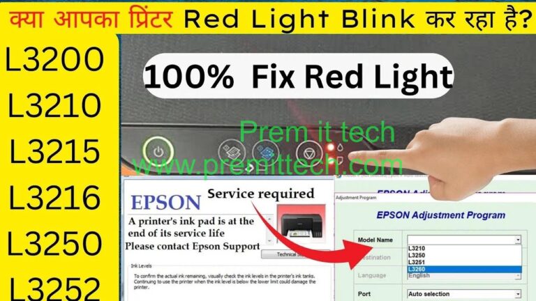 epson l3215 red light blink